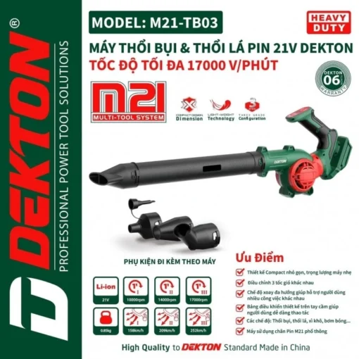 Máy thổi bụi, thổi lá Dekton M21-TB03, có điều tốc