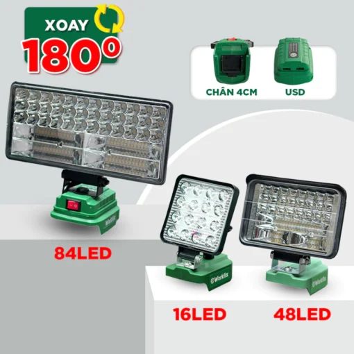 Đèn LED Tích Điện Chạy Pin WORKFIX Bóng LED Tiện Lợi Tiết kiệm năng lượng