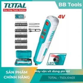 Máy siết vít dùng pin 4V 5Nm TOTAL TSDLI0406 TSDLI0403 dụng cụ siết vít dùng pin có đèn làm việc