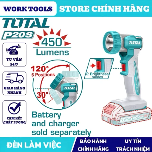Đèn làm việc 5W - 8W dùng pin 20V TWLI2058 - TWLI2038 <không kèm pin sạc>