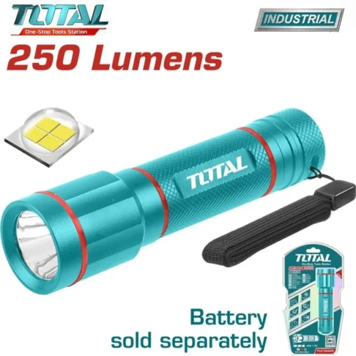 Đèn pin Độ Sáng 250lumens, chiếu xa 160m Total TFL013AAA58 ( Ko Kèm Pin )
