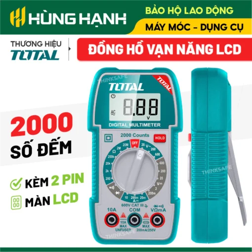 Đồng hồ vạn năng Total TMT5360011, đo điện AC/DC, có đèn nền, phát hiện điện áp, kèm pin